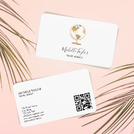 Earth Globe Ord Karta Travel Agency Agent QR-kod Visitkort