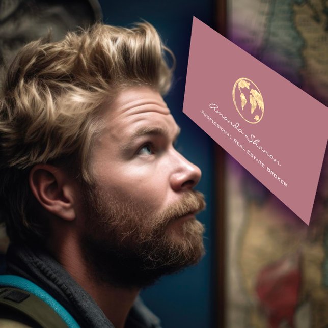 Earth Globe Ord Karta Travel Agency QR Ro Guld Visitkort (Earth Globe Word Map Travel Agency QR Rose Gold Business Card)