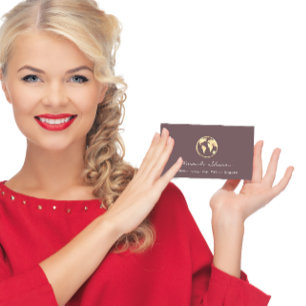 Earth Globe Ord Karta Travel Agency QRCode Guld Visitkort