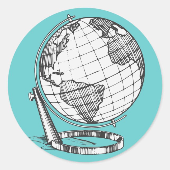 Earth Globe Runt Klistermärke (Framsida)