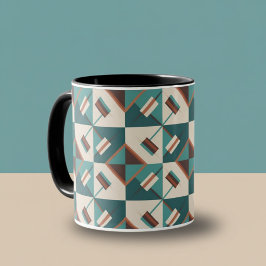 Earth Grid Teal and Brown  Mugg