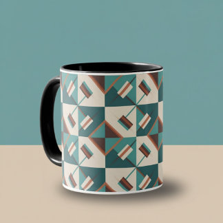 Earth Grid Teal and Brown  Mugg