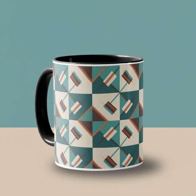 Earth Grid Teal and Brown  Mugg (Skapare uppladdad)