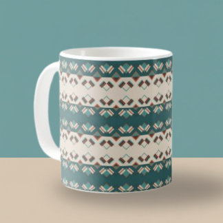 Earth Grid Teal and Brown Tote Kaffemugg