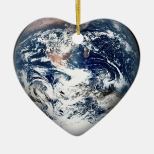 Earth Heart (lägg till Färg i bakgrunden) Julgransprydnad Keramik
