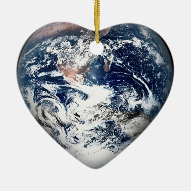 Earth Heart (lägg till Färg i bakgrunden) Julgransprydnad Keramik (Framsidan)