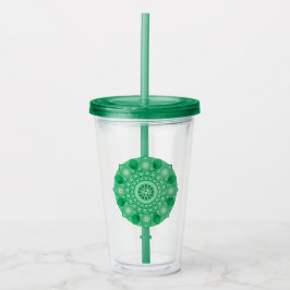 Earth Hexahedron Grönt Mandala Tumbler Take Away Mugg