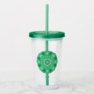 Earth Hexahedron Grönt Mandala Tumbler Take Away Mugg