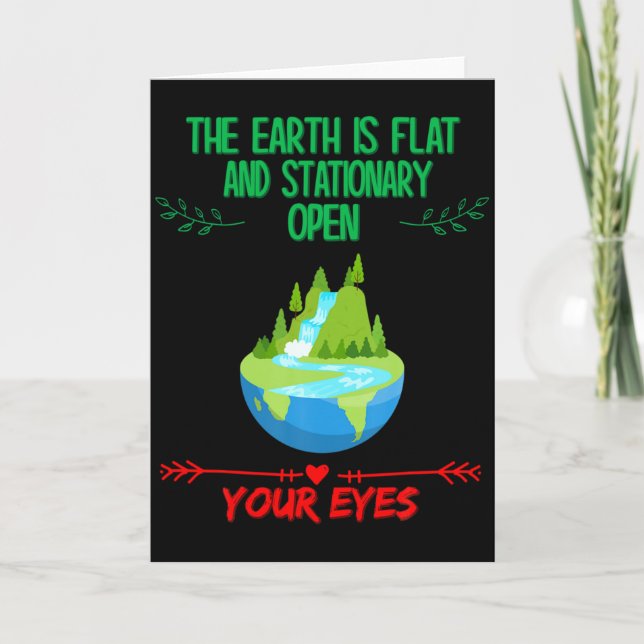 Earth Is Flat Open Your Eyes Funny Sarcastic Humo  Kort (Framsida)