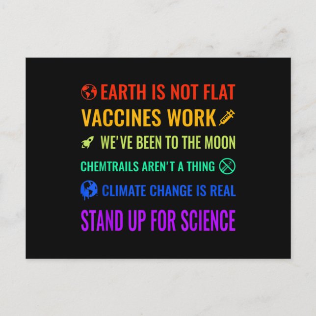 Earth is Not Flat Vaccines Work Funny science Vykort (Framsida)