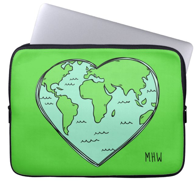 Earth Kärlek anpassningsbar monogram laptop sleeve (Framsidan)
