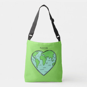 Earth Kärlek, eget namn och färg-påsar Axelväska