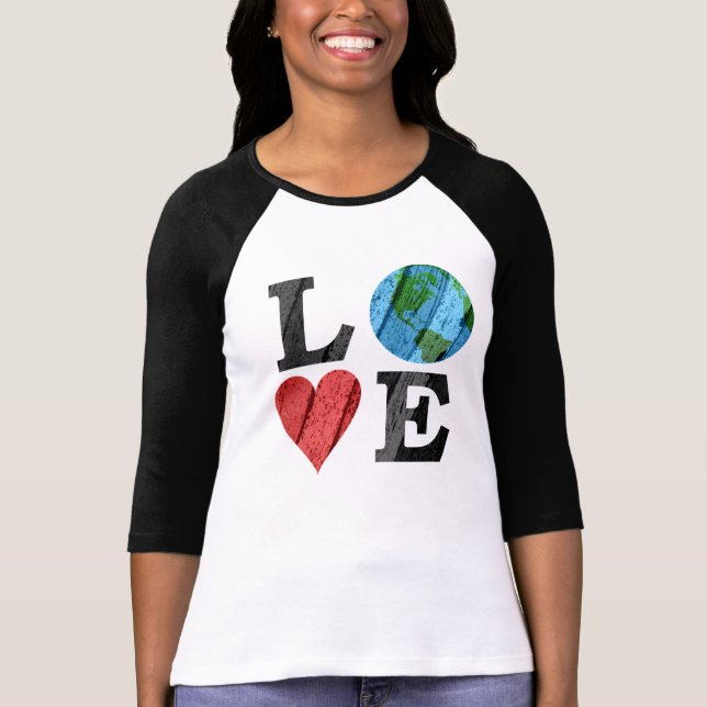 Earth KÄRLEK med hjärta och jord T Shirt (Framsida)