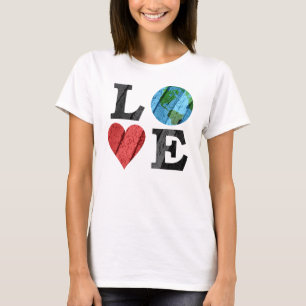 Earth KÄRLEK med hjärta och jord T Shirt