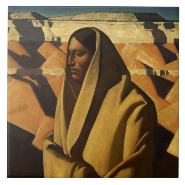 “Earth Knower” västerländsk konst av Maynard Dixon Kakelplatta (Framsidan)