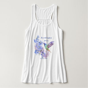 Earth Laughs in Flowers Quote Humming Bird Linne Med Racerback