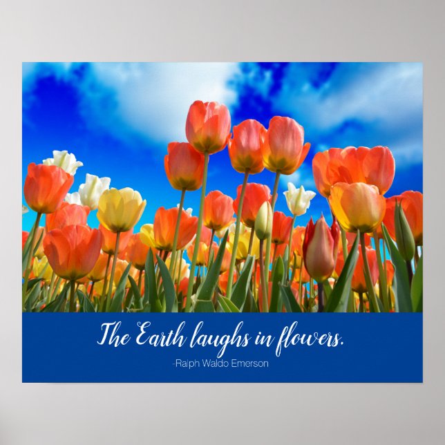 Earth Laughs in Flowers Quote med Tulips Poster (Framsidan)