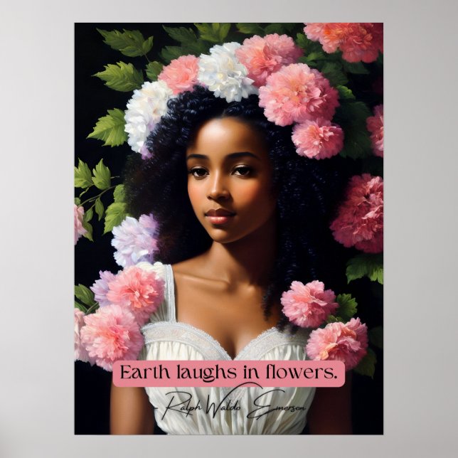 Earth Laughs in Flowers Ralph Waldo Emerson Quote Poster (Framsidan)