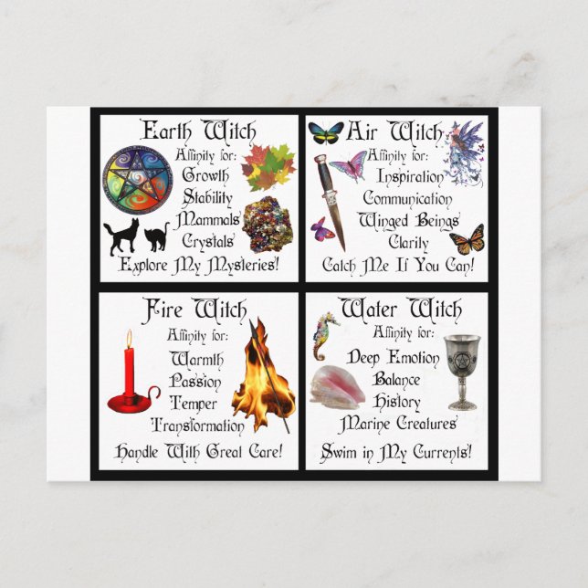 Earth Luft Vatten Fire Vykort (Framsida)