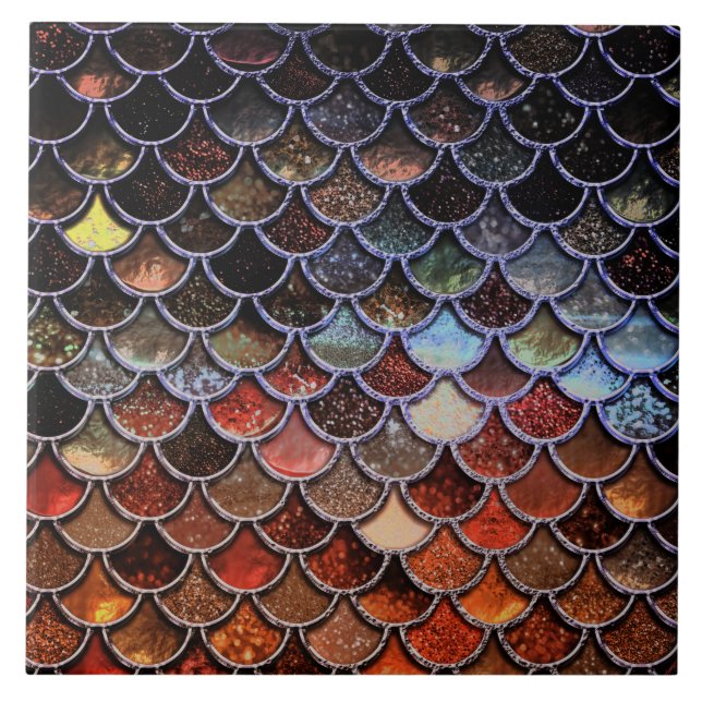 Earth Luxury Glitter Sjöjungfru Scales Kakelplatta (Framsidan)
