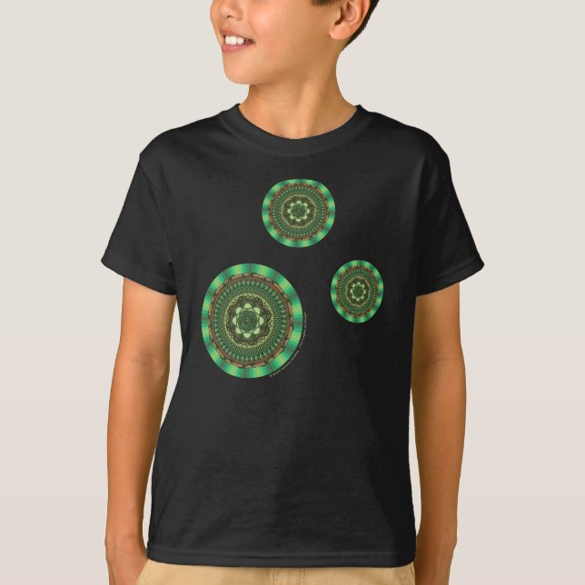 Earth Mandala Barn och Baby Mörk Shirt T-shirt (Framsida)