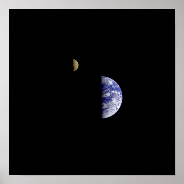 Earth Måne Galileo - rymdfoto Poster (Framsidan)