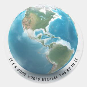 Earth med moln runt klistermärke