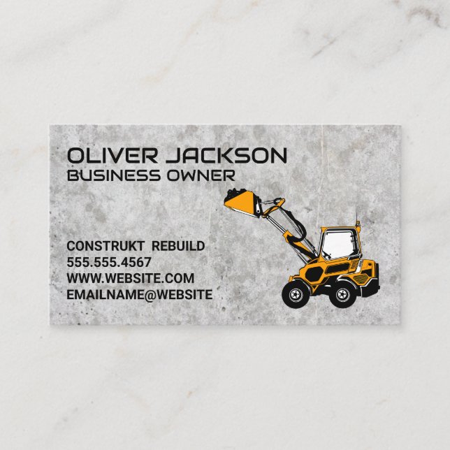 Earth Mover Fordon | Bygg | Konkreta Visitkort (Framsida)