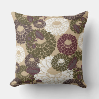 Earth Nude Tone Floral Throw Pillow Kudde