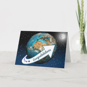 Earth Orbit med Måne-födelsedagskort Kort