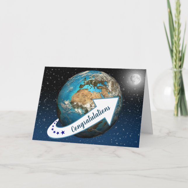 Earth Orbit med Måne-födelsedagskort Kort (Framsida)