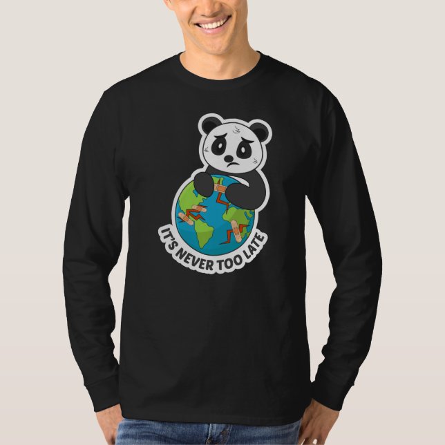 Earth Panda Slogan Design for Environment T Shirt (Framsida)