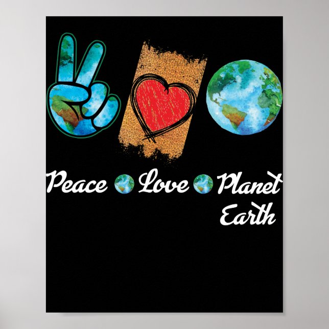Earth Peace Kärlek Earth Day Poster (Framsidan)