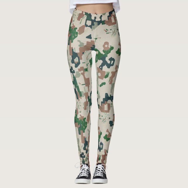 Earth Pixel Woodland  Leggings (Framsida)