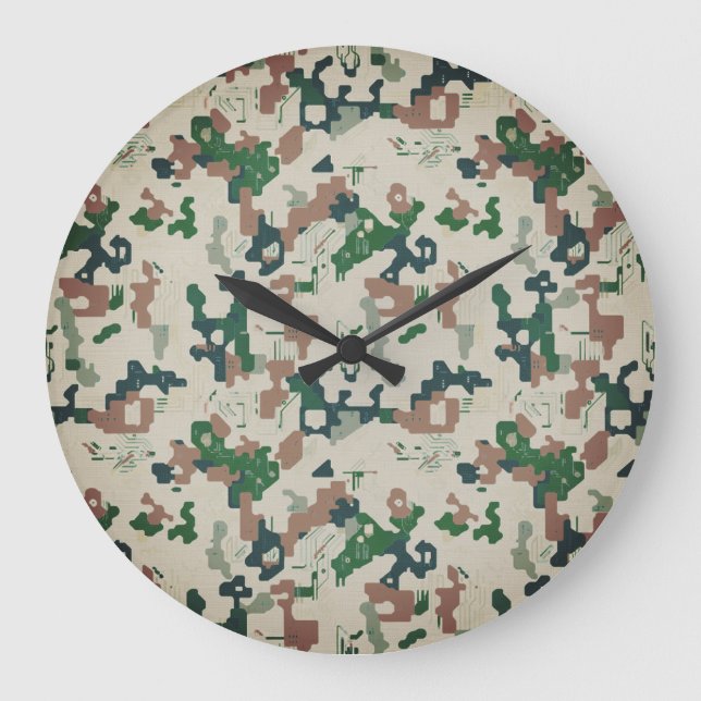 Earth Pixel Woodland  Stor Klocka (Framsida)