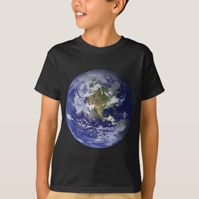 Earth Planet Flat Earth North America Globe Space T Shirt (Framsida)