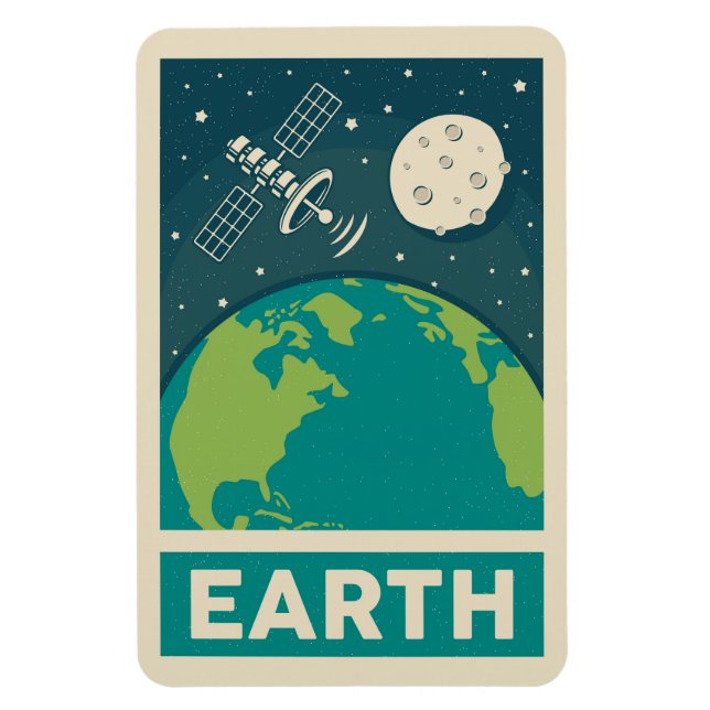 Earth Retro Galaxy Satellite Magnet (Vertikal)