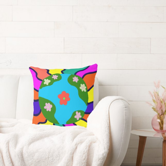 Earth Retro Vibes Art Kudde (Soffa)