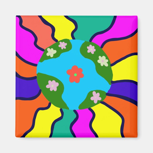 Earth Retro Vibes Art Magnet (Framsidan)