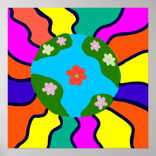 Earth Retro Vibes Konst Poster (Framsidan)