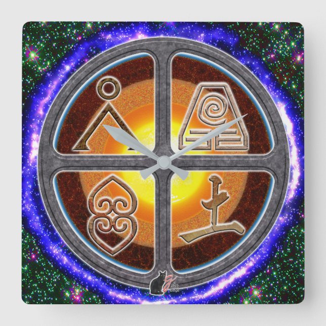 Earth Signs Fyrkantig Klocka (Framsida)