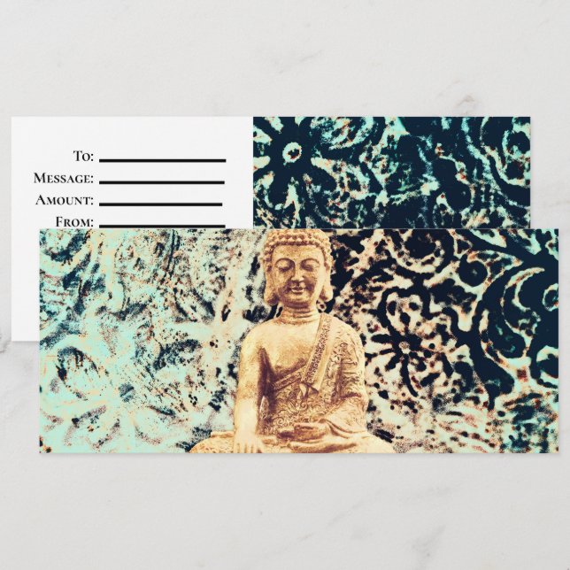 Earth Sitta Buddha Elegant Zen Gift Certificate Inbjudningar (Fram/baksida)