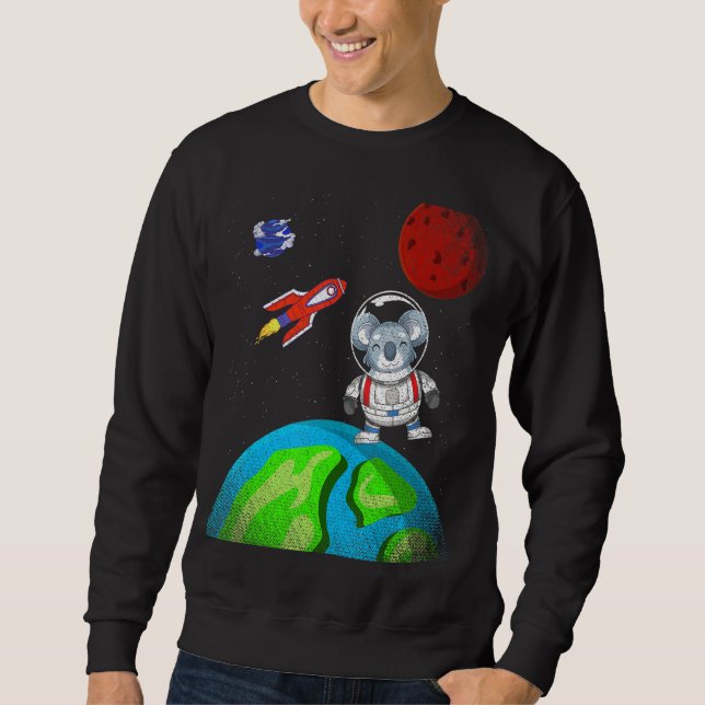 Earth Space Australien Animal Rocket Astronaut Koa Lång Ärmad Tröja (Framsida)