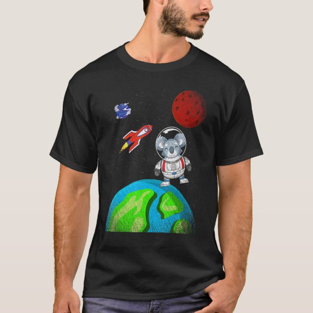 Earth Space Australien Animal Rocket Astronaut Koa T Shirt (Framsida)