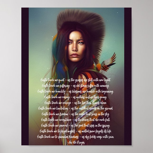 Earth Teach Me Prayer Inhemska Woman Poster (Framsidan)