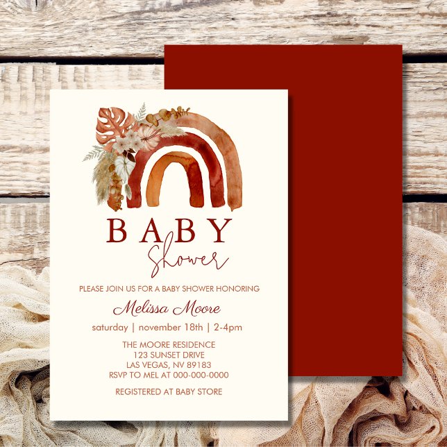 Earth Tone Boho Rainbow Baby Shower Inbjudningar (Skapare uppladdad)