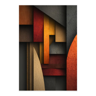 Earth Tone Geometric Layers Abstract Fototryck