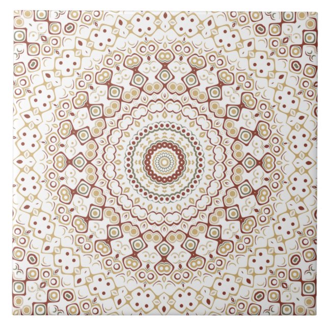 Earth Tone Geometric Mandala Mönster Kakelplatta (Framsidan)
