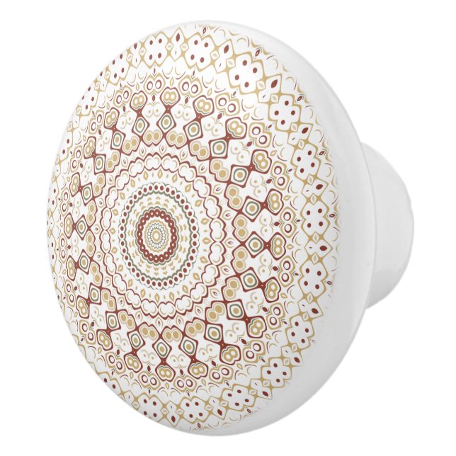 Earth Tone Geometric Mandala Mönster Knopp (Höger)