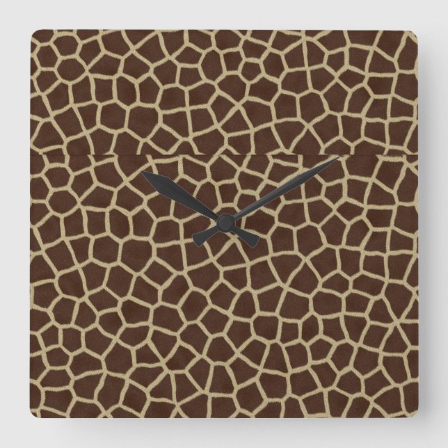 Earth Tone Giraffe Print Pattern Decorative Throw  Fyrkantig Klocka (Framsida)